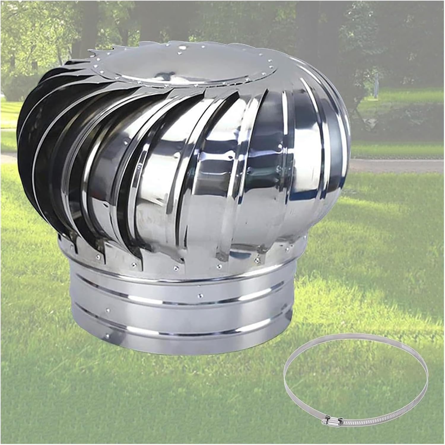 Roof Wind,Stainless Steel Turbine Ventilator Vents Roof Vent for Leak Proof Vent Cap Fan, 110 150 200 300mm Sturdy Rotating Chimney Cowl Cap Wind Turbines Rain Vent (Size : 110mm)