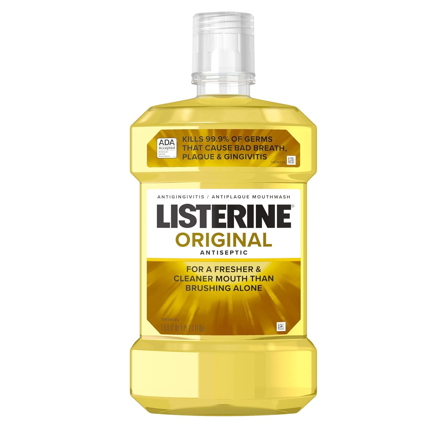Listerine Original Antiseptic Oral Care Mouthwash to Kill 99.9% of Germs That Cause Bad Breath, Plaque and Gingivitis, ADA-Accepted Mouthwash, Original Flavored Oral Rinse, 1.5 L, 6 Pack