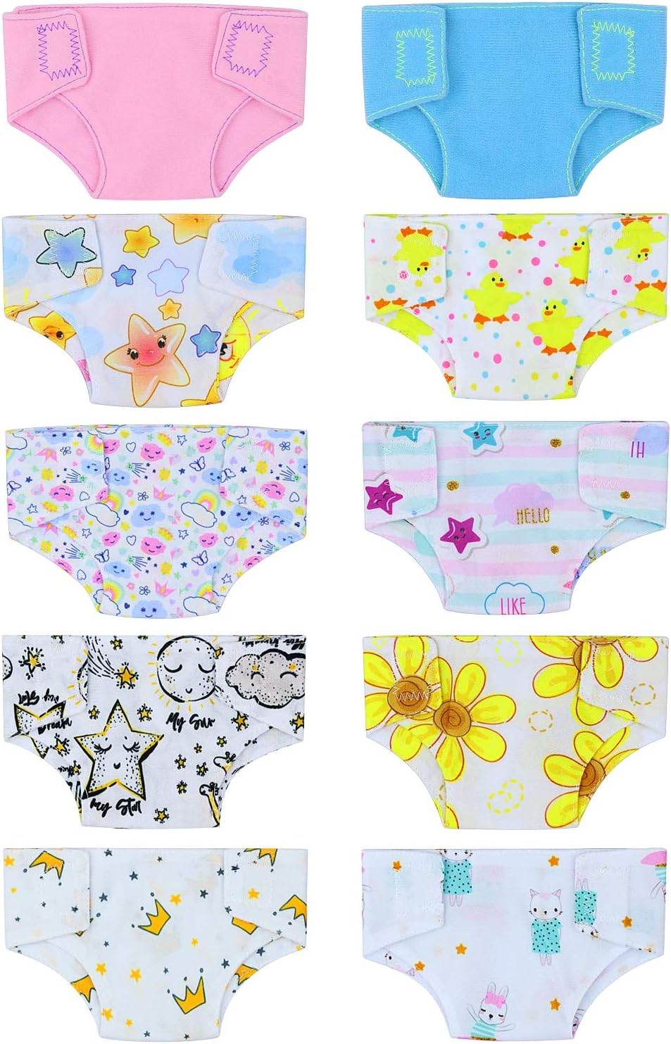 ZITA ELEMENT 10 Pcs Baby Doll Diapers for 14-16 Inch Baby Dolls Clothes Accessories