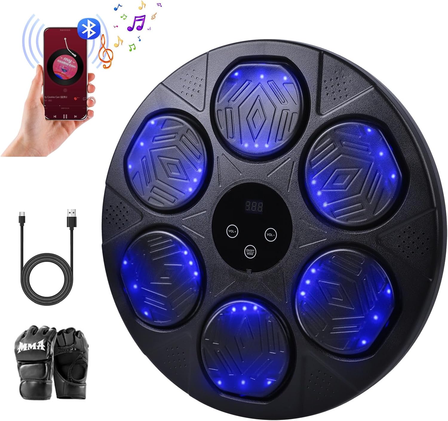 renZEC 2025 Music Boxing Machine for Adults and Kids, Smart Bluetooth Punching Bag with Boxing Gloves, Boxing Wall Mount Machine, Target Training Equipment for Home, Office, Gym(Upgrade)