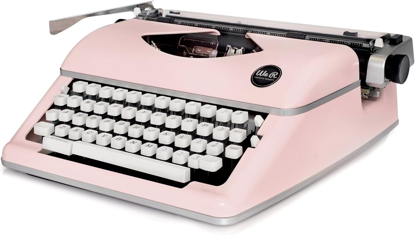 We R Memory Keepers Retro Typewriter Pink, Old Fashioned, Vintage Font, for Crafting Room, for Decorating, Gifts, and Typing Letters, Cards and More