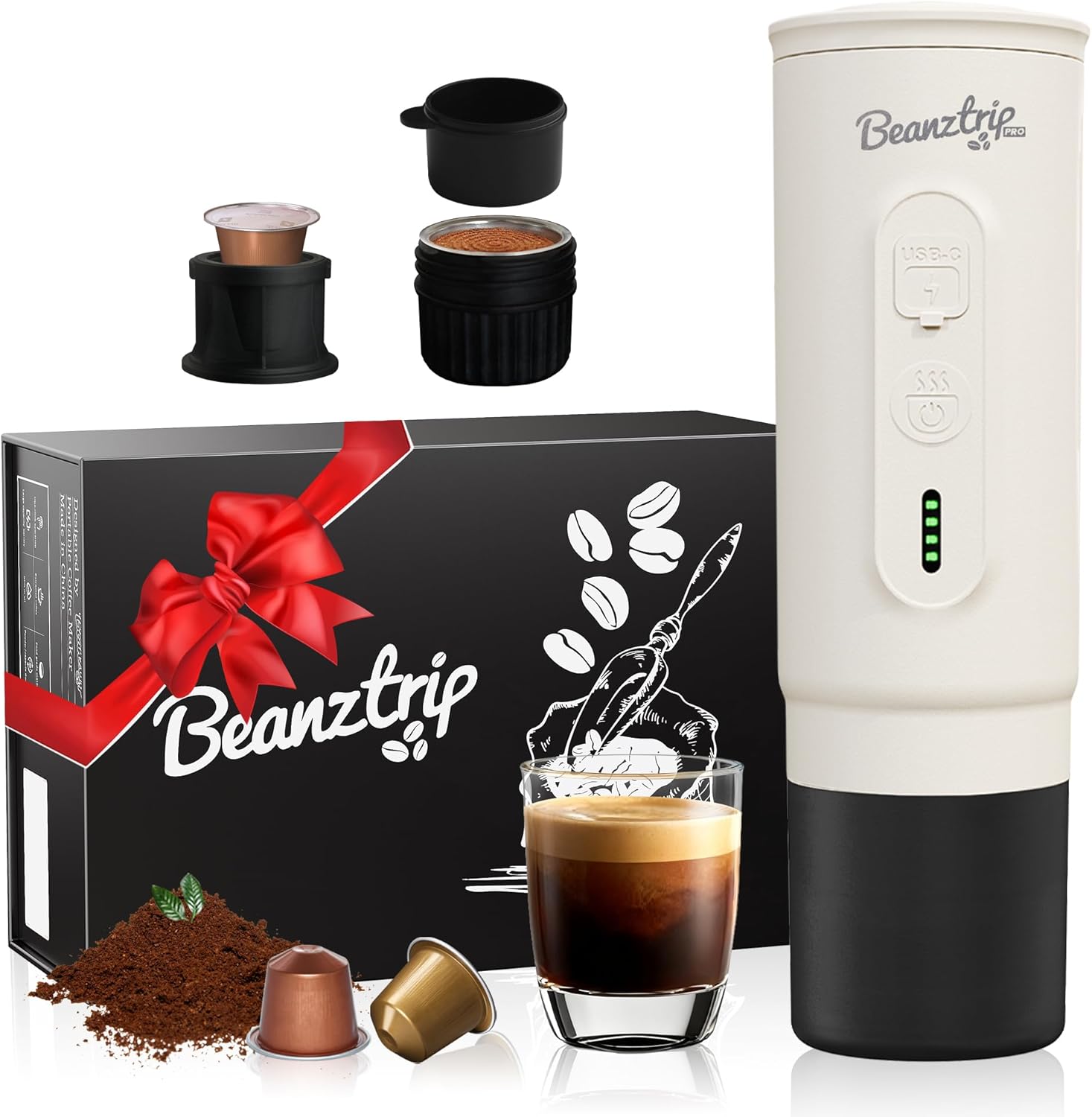 H02 PRO Portable Electric Espresso Maker, Thanksgiving Gift Coffee Machine Compatible with NS Capsule Original Pods & Ground Coffee, Mini Travel Espresso maker for Camping, Hiking, RV