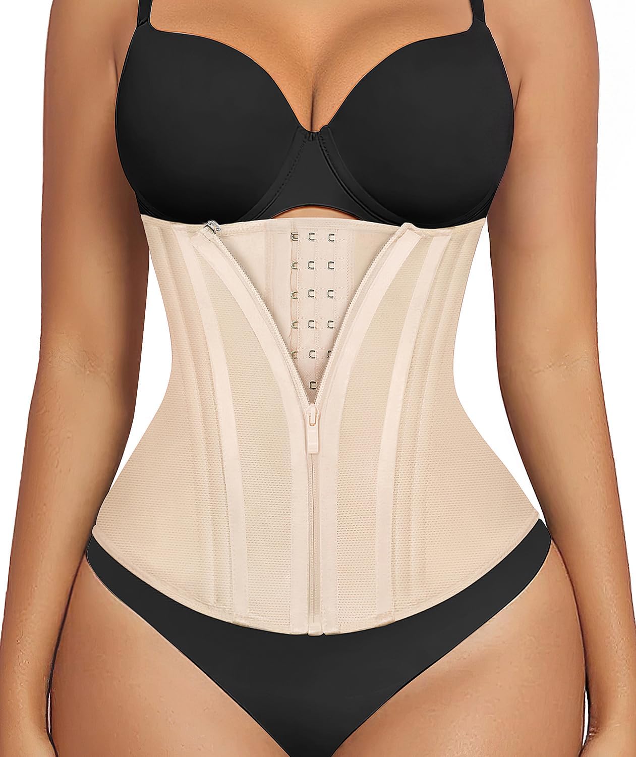SHAPERX Waist Trainer for Women Corset Shapewear Tummy Control Sport Workout Waist Cincher Body Shaper Zipper and Hooks