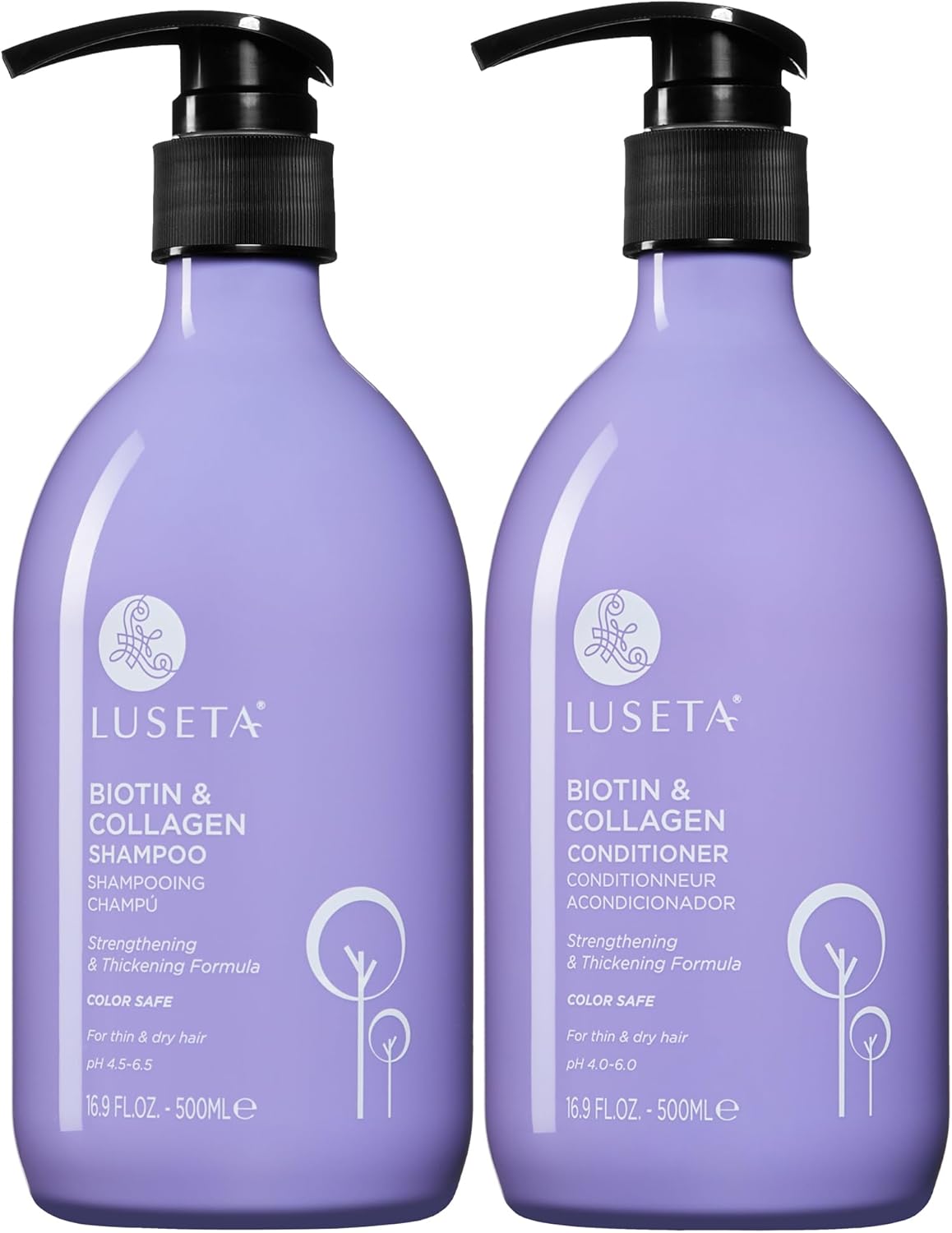 Luseta Biotin Shampoo and Conditioner Set for Hair Growth, Anti-Hair Loss shampoo volume Thickening with Collagen, Sulfate and Paraben free, Argan Oil to Repair Split Dry Hair Salon Quality- 2x500ml