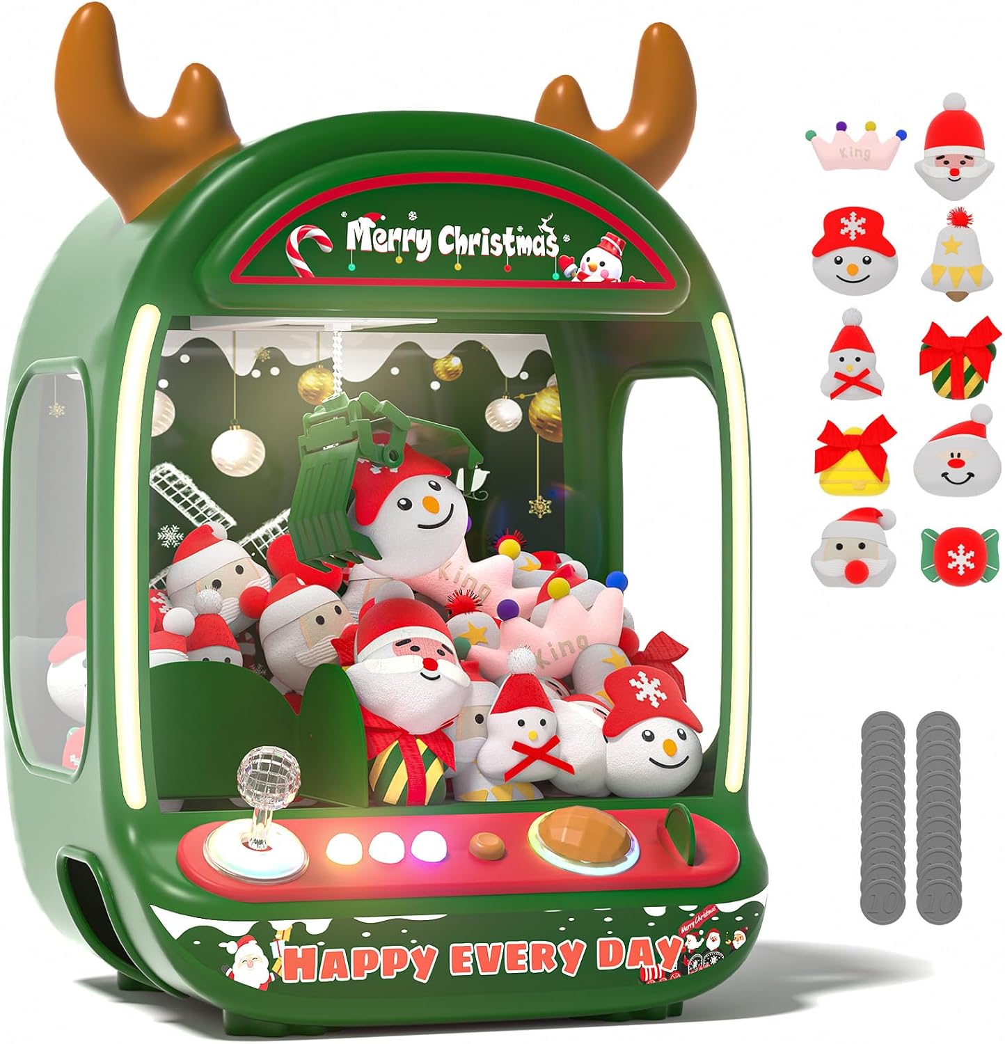 Skirfy Christmas Claw Machine for Kids, Holiday Toys for Girls Age 6+, Mini Arcade Game Vending Machine with Plush Toys and Candy Dispenser, Festive Claw Game Machine, for Girls
