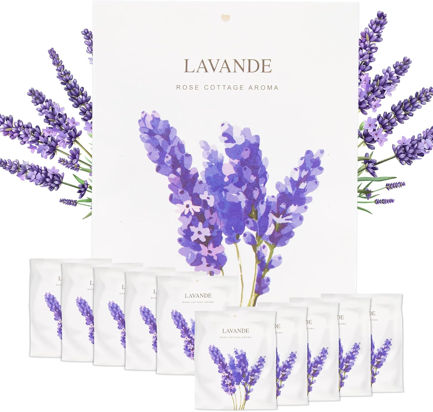10 Packs Fresh Scents Sachet Packets - Lavender Hanging Sachet Fragrance Drawer Fresheners for Clothes Sachets,Wardrobe,Cars,Home and Lover