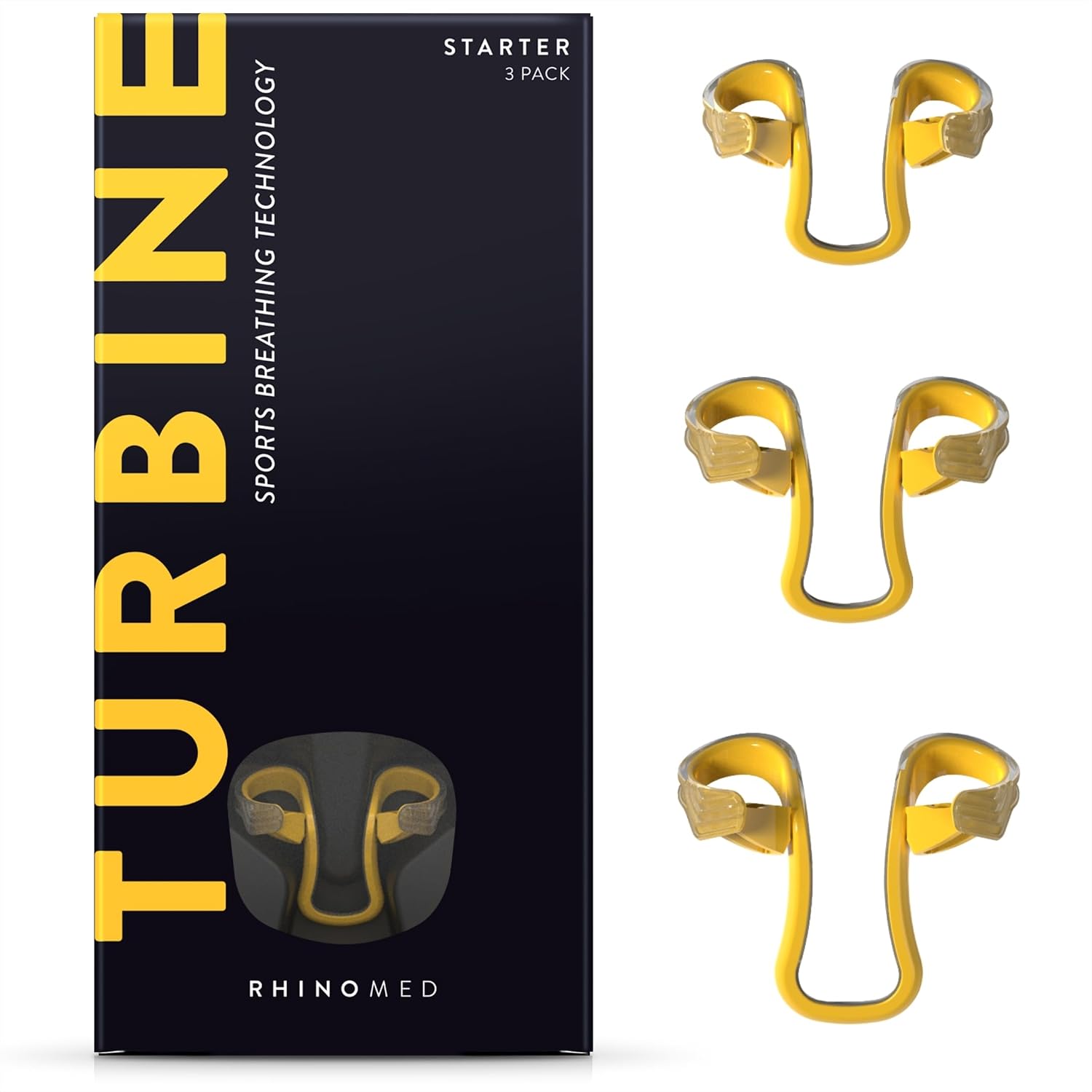Rhinomed Turbine Sport Nasal Dilators, 38% More Air, Starter Pack - 3 Sizes