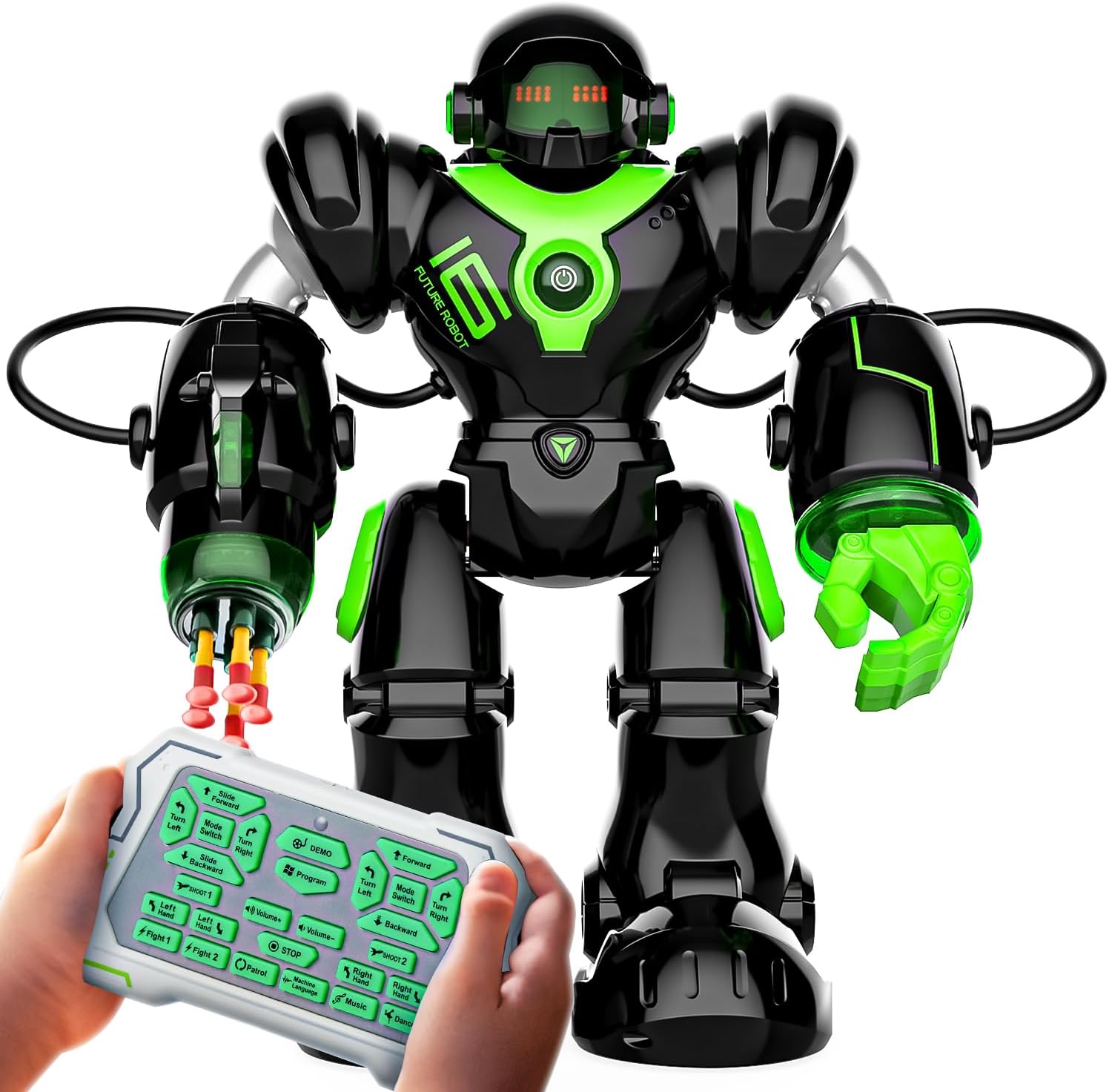 BEZGAR Robot Toys for Kids - Programmable Smart Dancing Remote Control Emo Robot with 22 Actions, Supporting 78 Changing Expression, Kids 3 4 5 6 7 8 Year Old Boy Birthday Gifts, TR300 Black