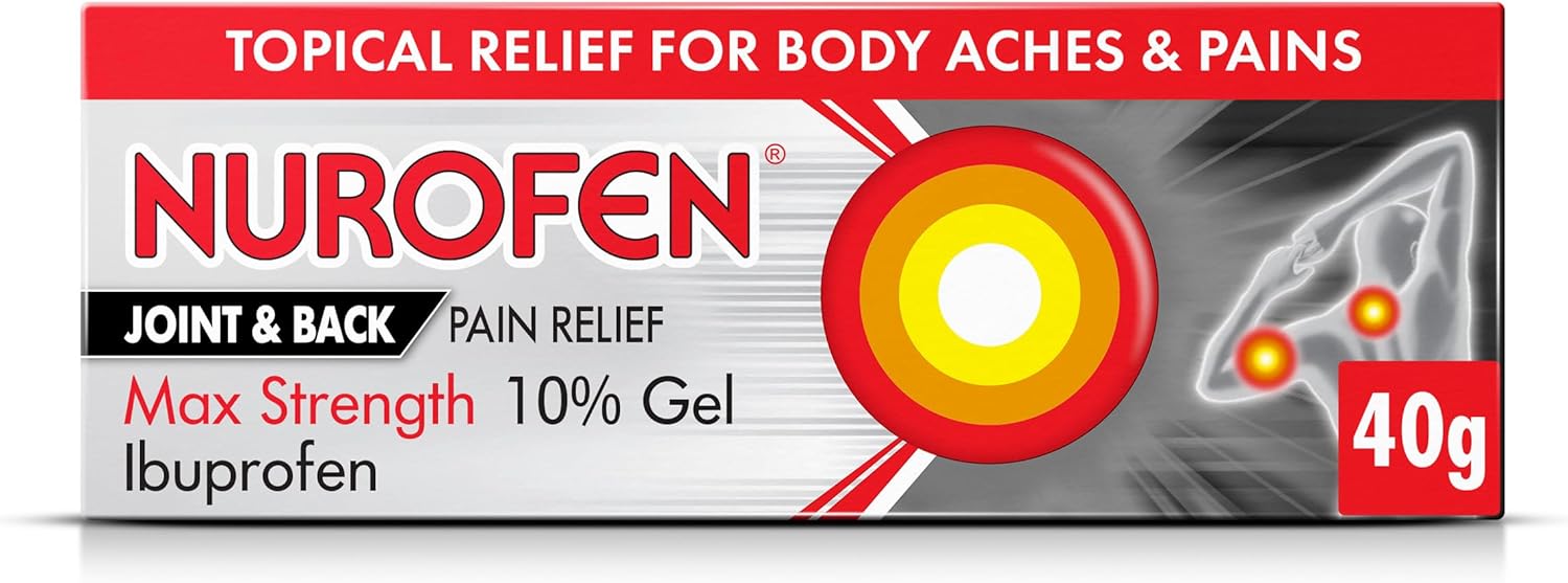 Nurofen Ibuprofen 10% Gel 40g - Maximum Strength Pain Relief For Achilles Tendonitis, Muscles, Back - Anti-Inflammatory Treatment For Bones And Joint Discomfort
