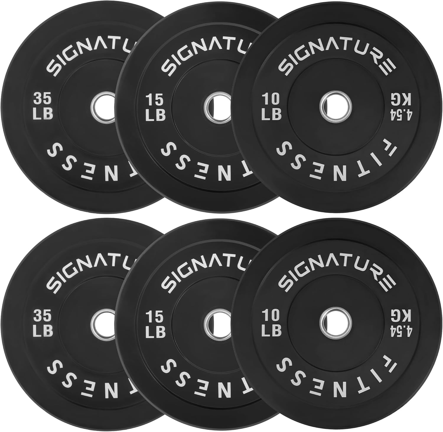 2" Olympic Bumper Plate Weight Plates with Steel Hub, Pair, Updated