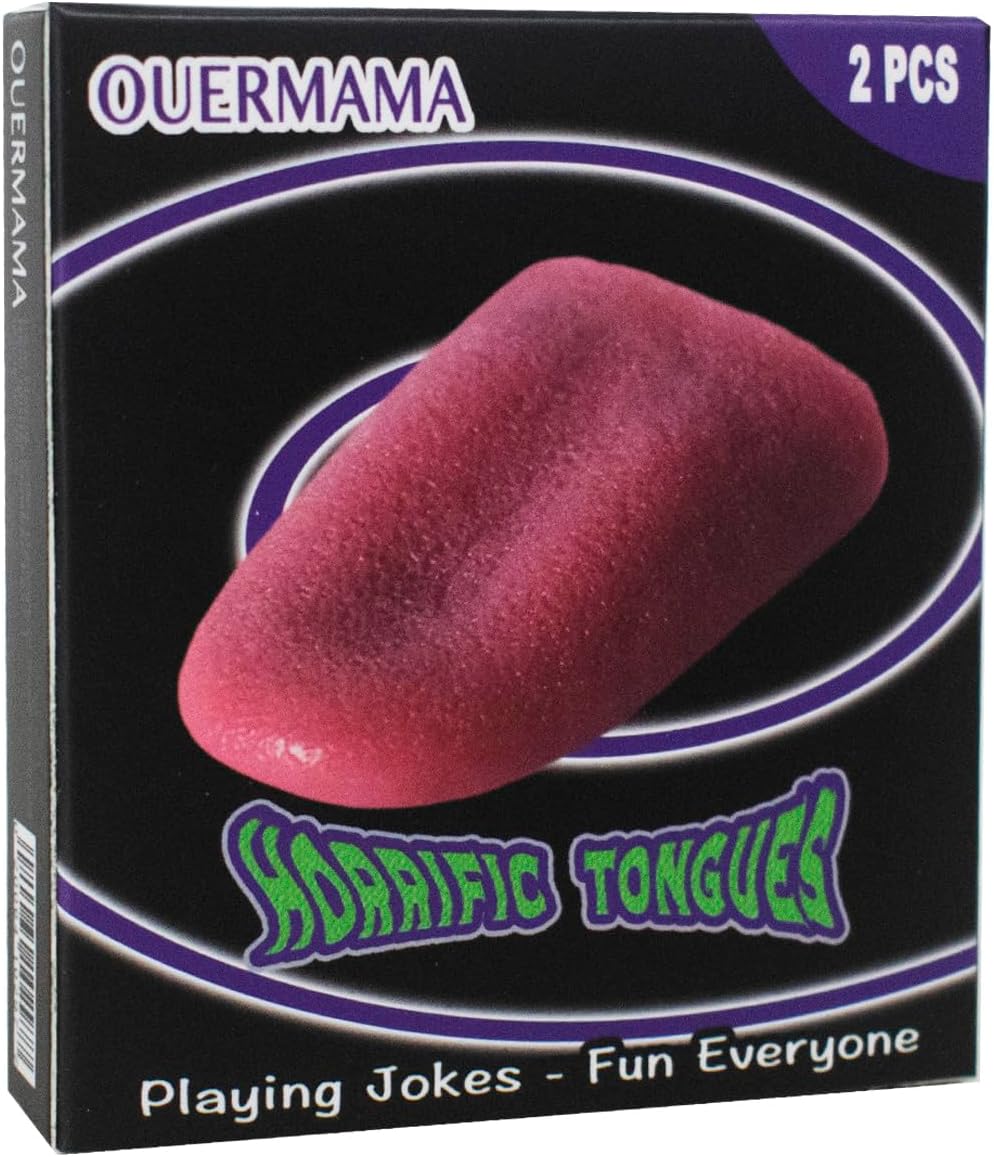 OUERMAMA 2 Pcs Halloween Fake Tongue False Tongue Horrific Tongue Prop Tricks Tongue Toys,Prop Tricks Tongue Toys,Realistic Fake Tongue, Comedy Magic Trick Accessories