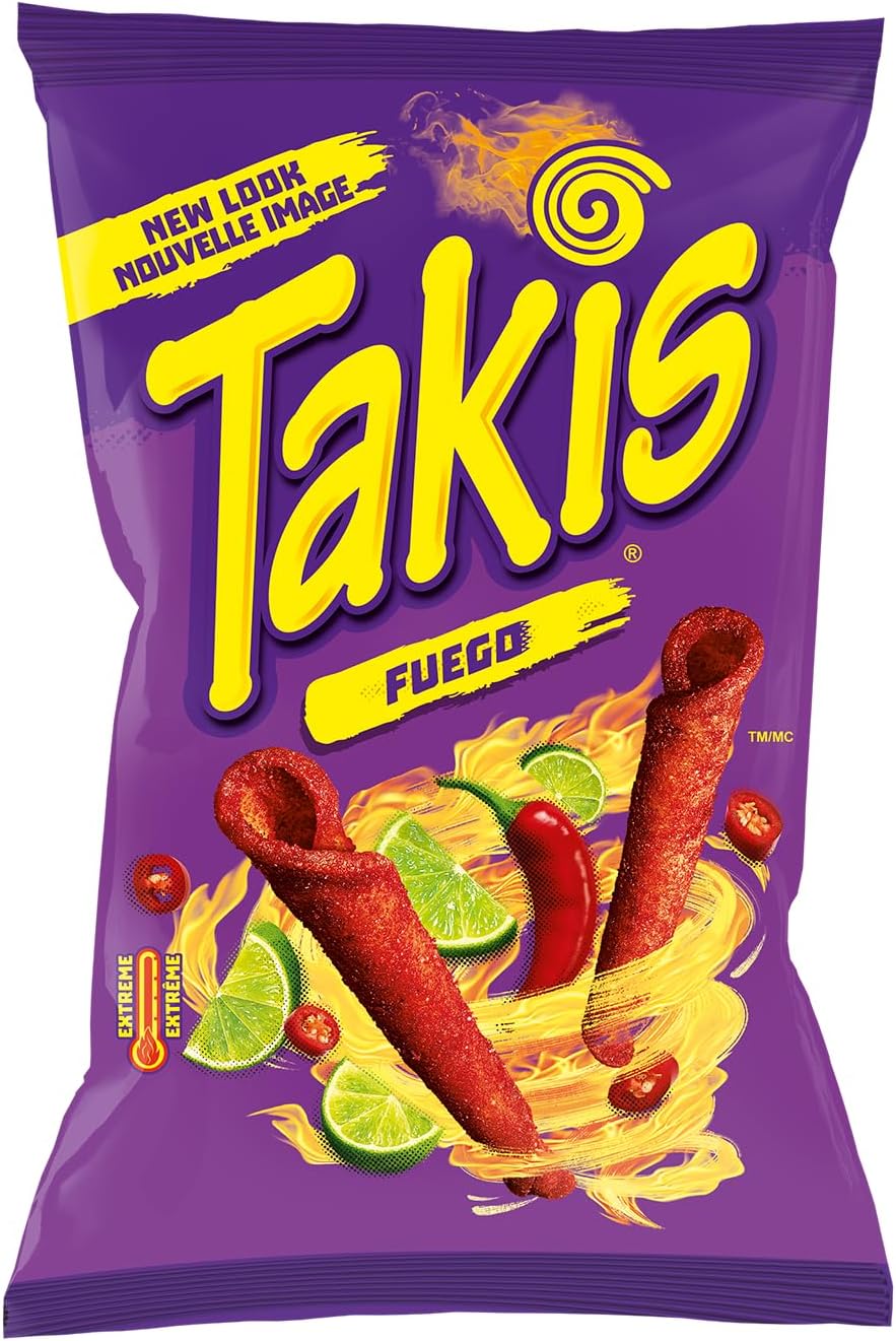 Takis Fuego Spicy Chili Pepper And Lime Rolled Tortilla Chips - Crunchy Corn Chips Snack 90g (Imported)