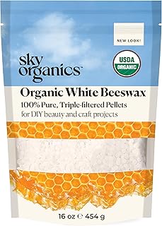 Sky Organics - Organic White Beeswax - DIY Home Essentials - Beauty, Skin Care, & Crafts - Candle Making Supplies - Make Lip Balm, Candles, Soap, Lotion, Cream, Body Butter - Mild Natural Scent, 16oz