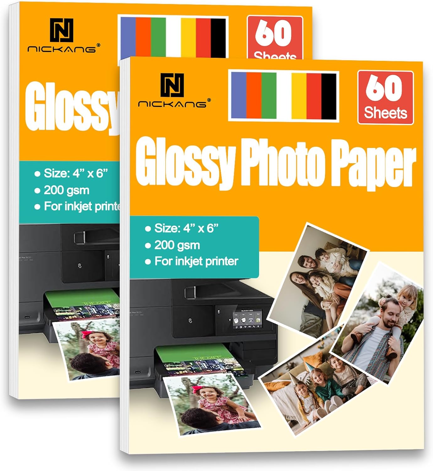 4x6 Photo Paper, Glossy Photo Paper 4x6, Photo Paper for Printer, Photo Printer Paper, Picture Paper, for Inkjet Printer, 120 Sheets, 200 gsm