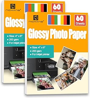 4x6 Photo Paper, Glossy Photo Paper 4x6, Photo Paper for Printer, Photo Printer Paper, Picture Paper, for Inkjet Printer, 120 Sheets, 200 gsm