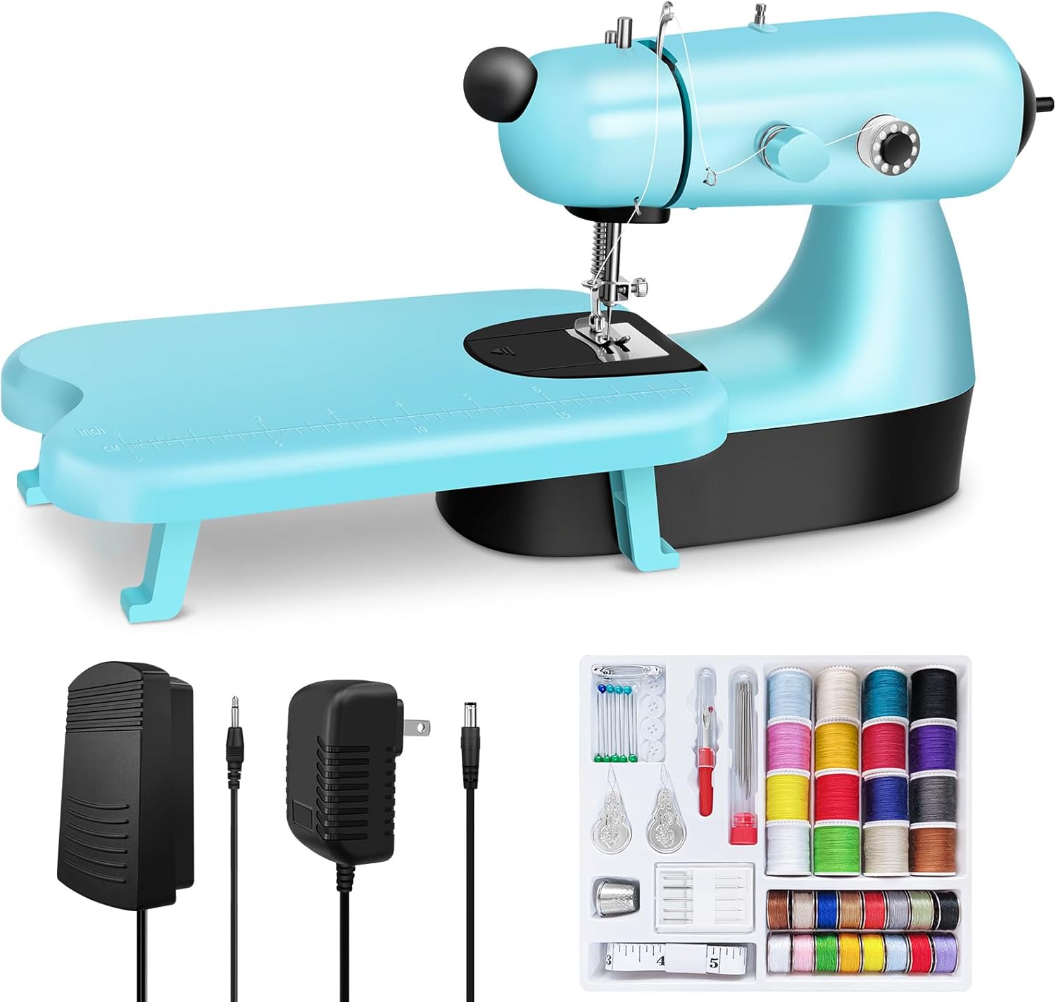 Mini Sewing Machine, Upgraded Electric Sewing Machine with Sewing Bag, Expansion Board, LED Light, Fast Stitch Suitable for Clothes,Jeans,Cutains,DIY Home Travel