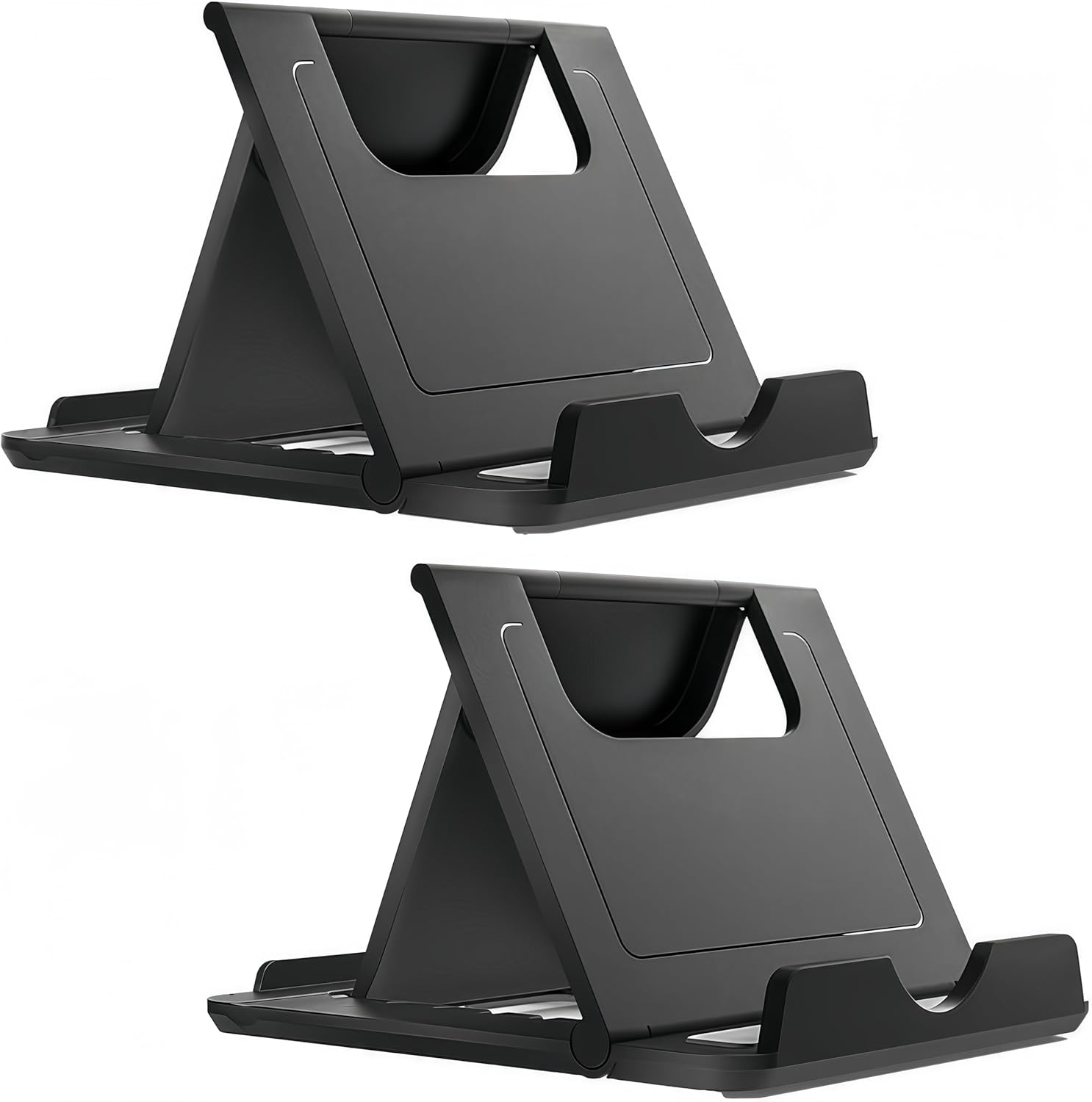 HAPPITON Phone Stand Tablet Stand Multi-Angle Cell Phone Stand Cradle Holder Universal Foldable Tablet Phone Compatible with Samsung iPhone 13 14 15 16Pro Max, iPad Mini (2PCS in Black)
