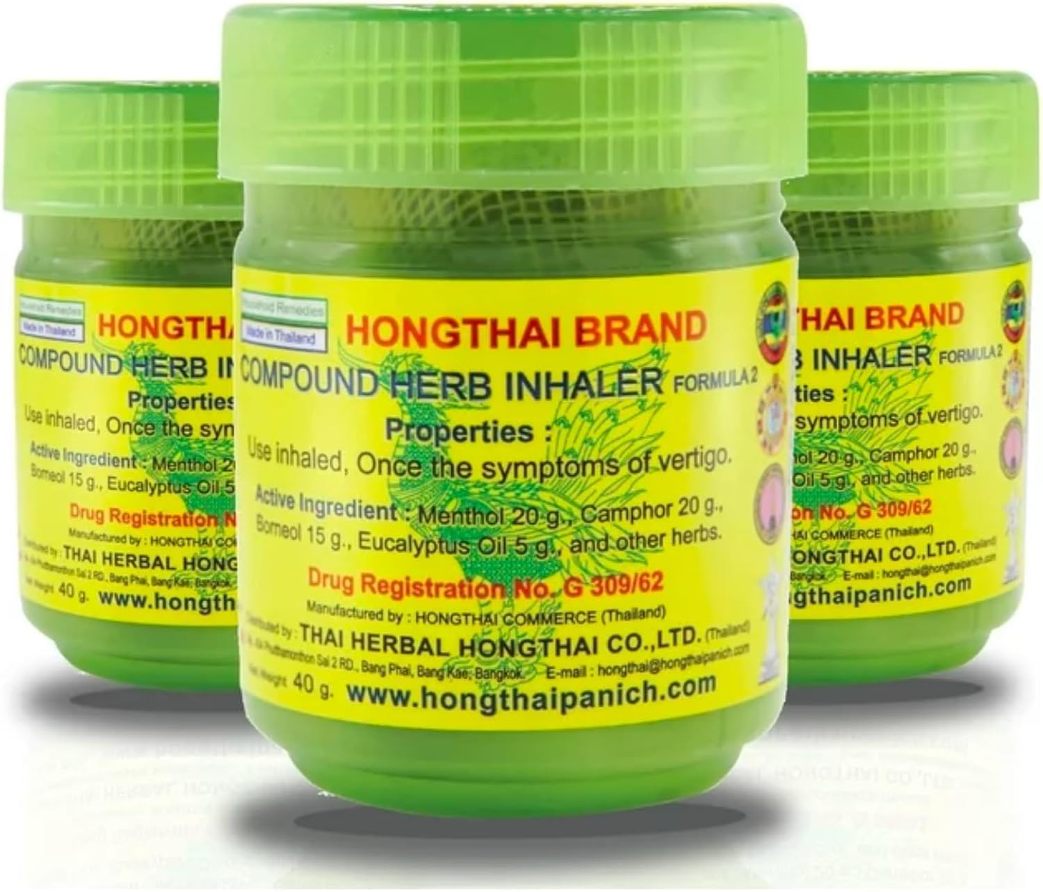 HONG THAI Traditional Thai Herbal Inhaler Pack of 3