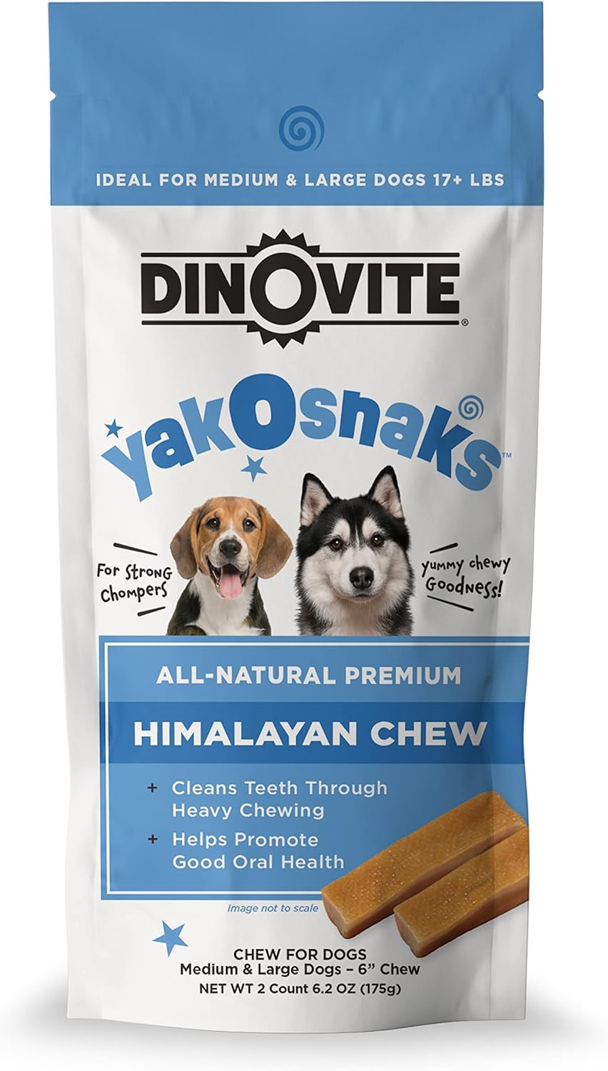 Dinovite YakoSnaks - Himalayan Yak Chews for Dogs - Long Lasting and Low Odor Yak Cheese Dog Chews (Medium/Large Dogs)