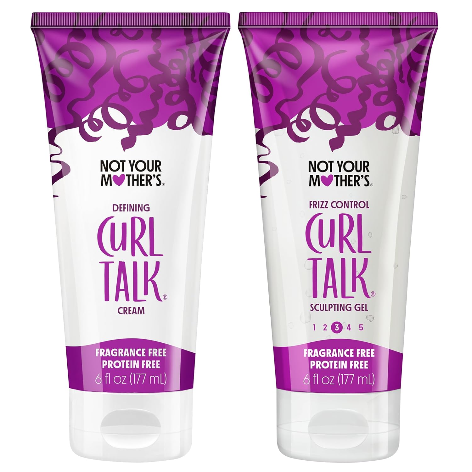 Not Your Mother's Fragrance-Free Curl Talk Sculpting Gel & Defining Cream (2-Pack) - 6 fl oz - Protein-Free Hair Products for Sensitive Curls