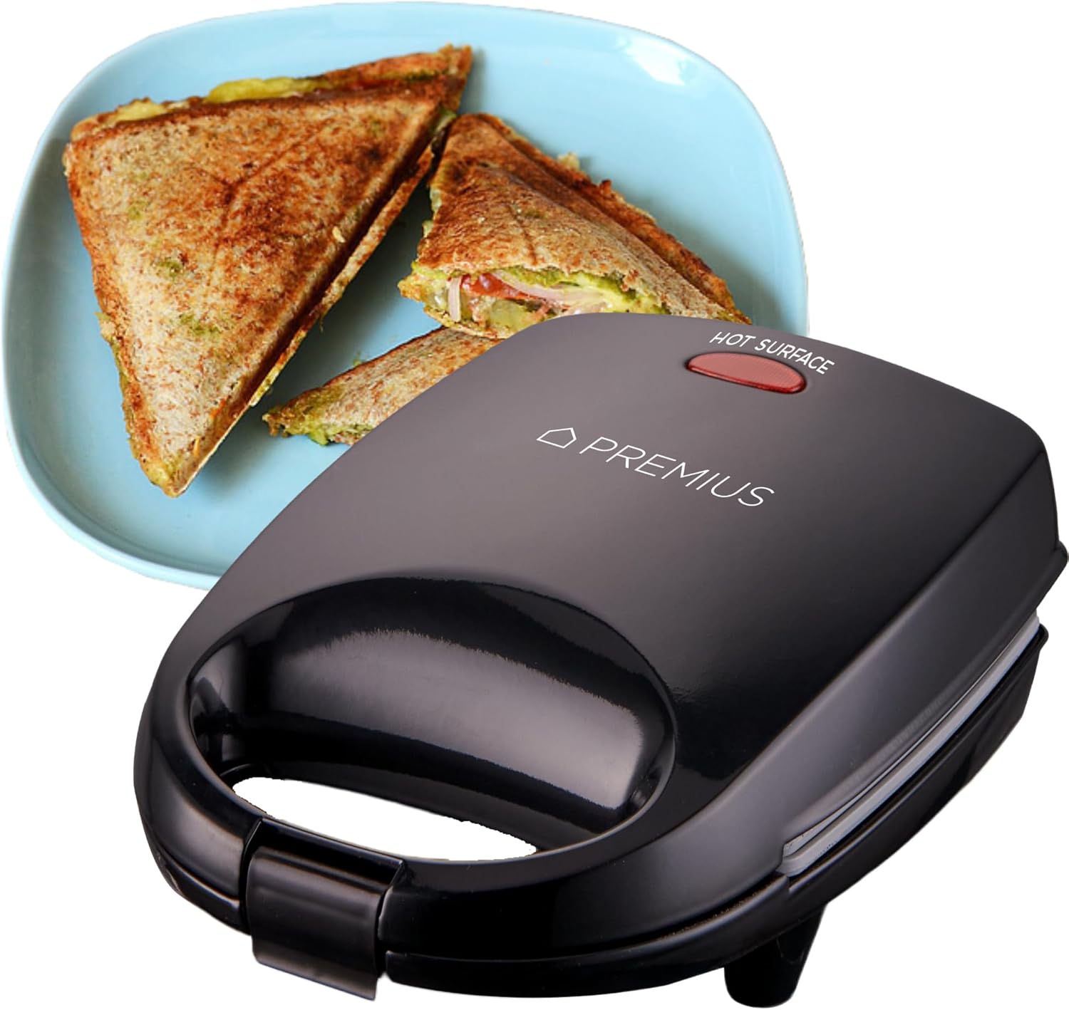Ceramic NonStick Mini Snack Sandwich Maker, Indicator Light, 5x4.4 Inch Mold, Great for French Toast, Tuna Melt, Egg & Grilled Cheese, Pancake Sandwich, Desserts, Toasties, 520 W (Black)