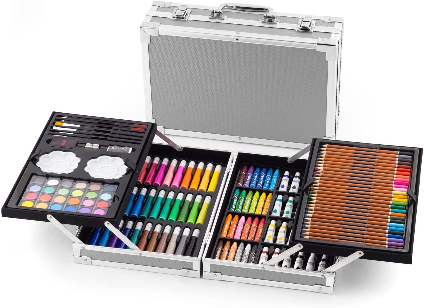 Vivo Technologies 145 Pcs Professional Art Set, Deluxe Aluminium Art Case Painting Set with Sketching Pencils Drawing Pencils, Premium Christmas,Birthday, New Year