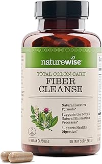 NatureWise Total Colon Care Fiber Cleanse with Herbal Laxatives, Prebiotics, & Digestive Enzymes for Healthy Elimination, Safe Digestion & Weight, Detox, & Gut Health [1 Month Supply - 60 Count]