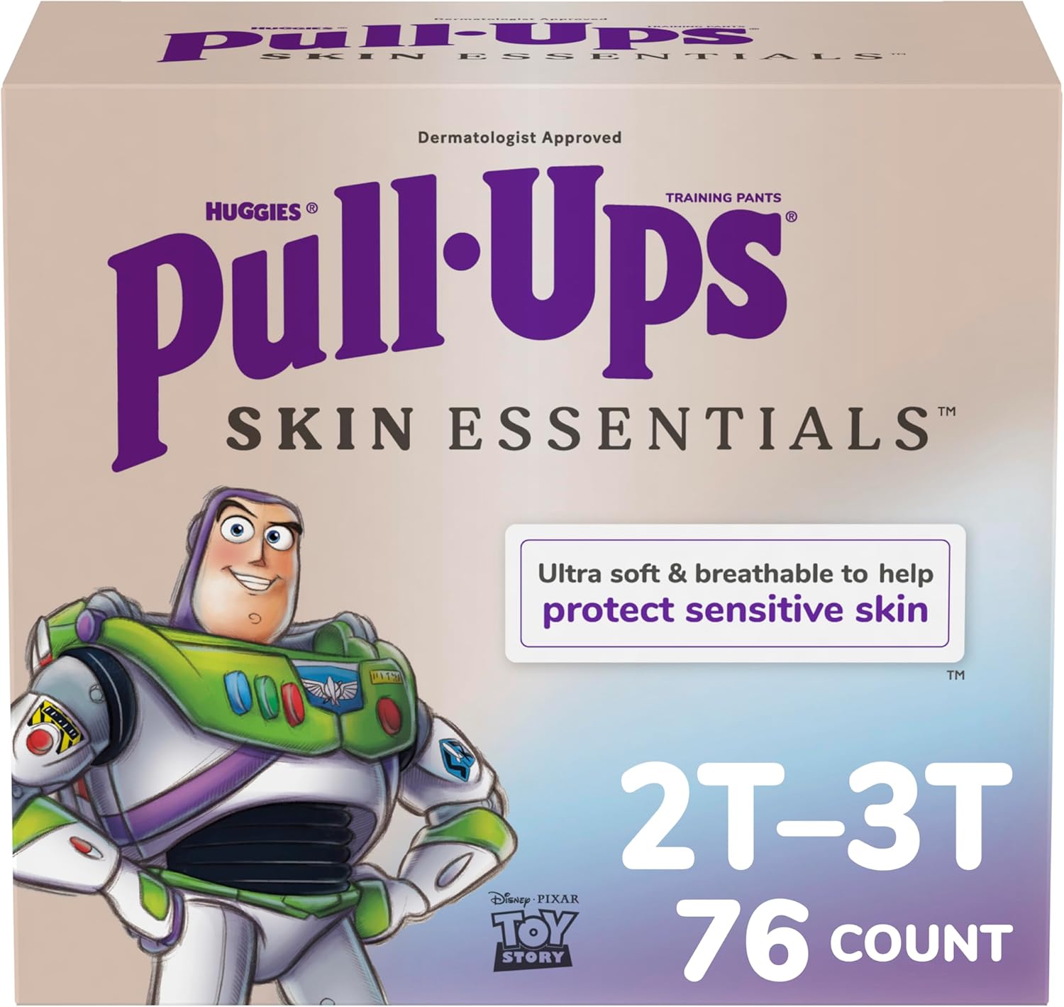 Pull-Ups Boys' Skin Essentials Potty Training Pants, Training Underwear, 2T-3T (16-34 lbs), 76 Ct