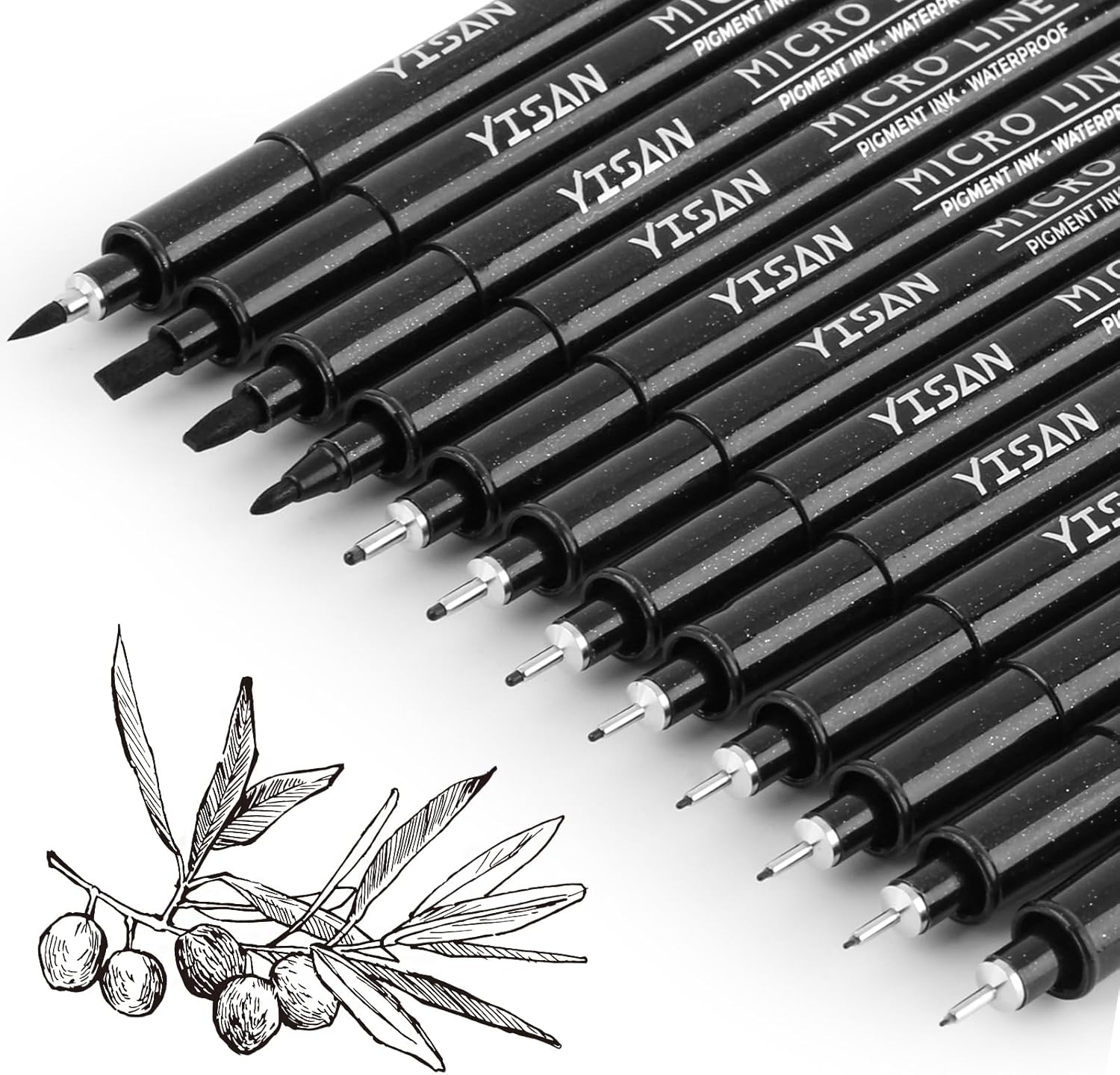 YISAN Black Drawing Pens,Fineliner Ink Pens,Set of 12 Micro-Pens,Anime Pigment Pen,Art Pens,for Sketching,Technical Drawing 902195