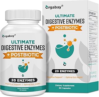 Digestive Enzymes 1000mg with Postbiotics, 20 Enzyme Blend for Bloating, Optimal Digestion and Gut Function, 60 Veggie Capsules