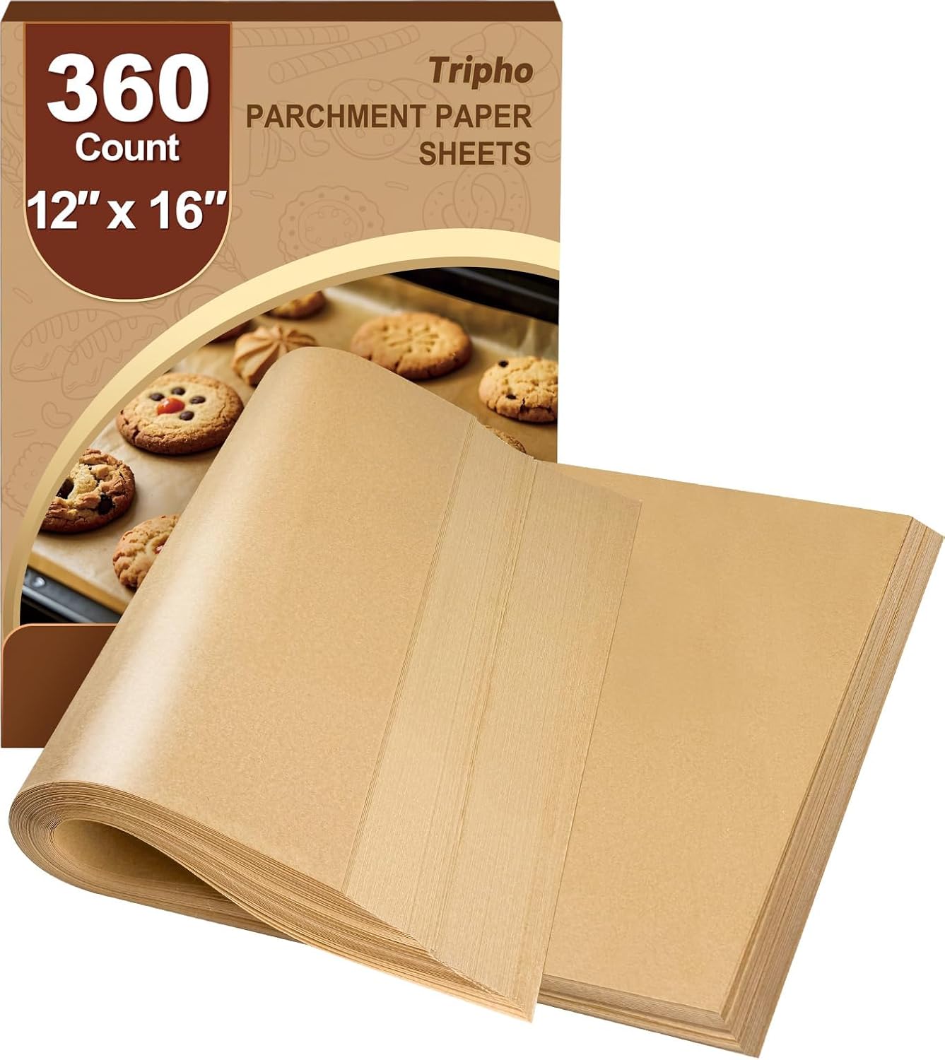 360 Count 12"x 16" Heavy Duty Parchment Paper Baking Sheets, No-Stick & No-Leak Unbleached Baking Paper, Pre-cut Half Parchment Paper Sheets for Oven, Air Fryer, Microwave