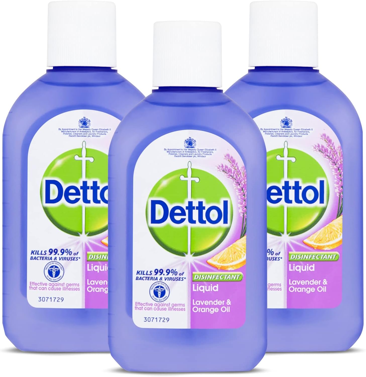 Dettol Antibacterial Disinfectant Liquid, Concentrated Cleaner, Kills 99.9% of Bacteria & Viruses, Lavender and Orange, Pack of 3 x 500ml, Total 1.5L