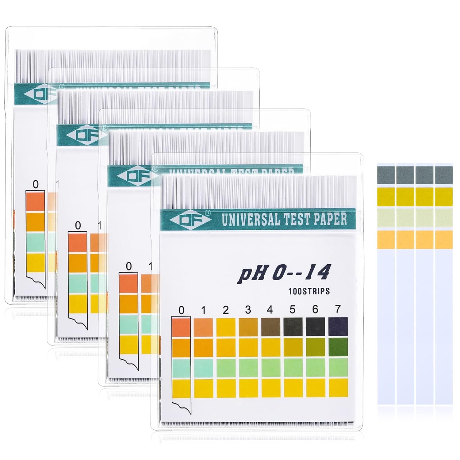 Universal pH Test Paper Strips for Test Body Acid Alkaline pH Level, Skin Care, Aquariums, Drinking Water, with 4 Testing Panels for Increased Accuracy, Measure Full Range 0-14