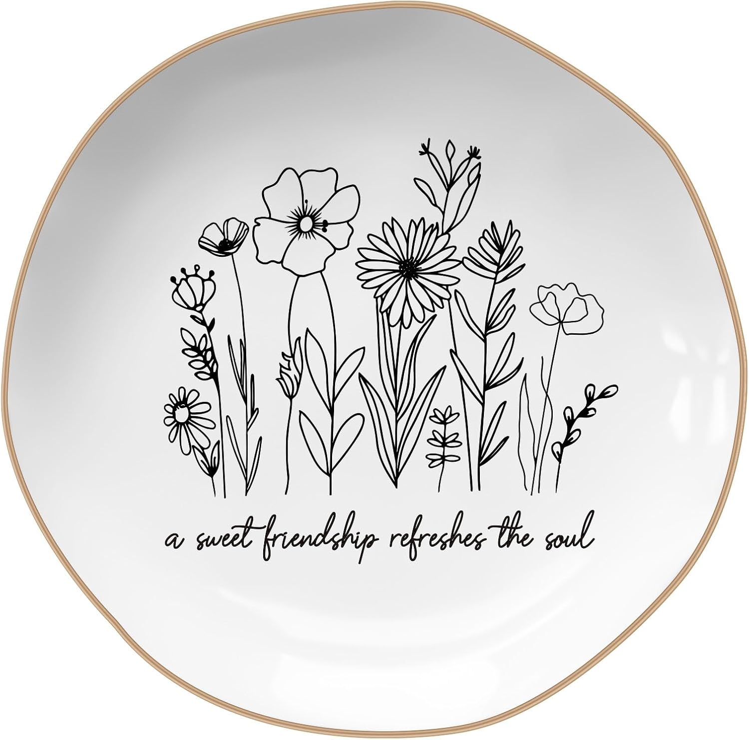 A Sweet Friendship Refreshes The Soul - JewelryTray,Friendship Gifts for Women,Bible Verse Jewelry Dish,Best Friend Birthday Gifts for Women (Black, Heptagon)