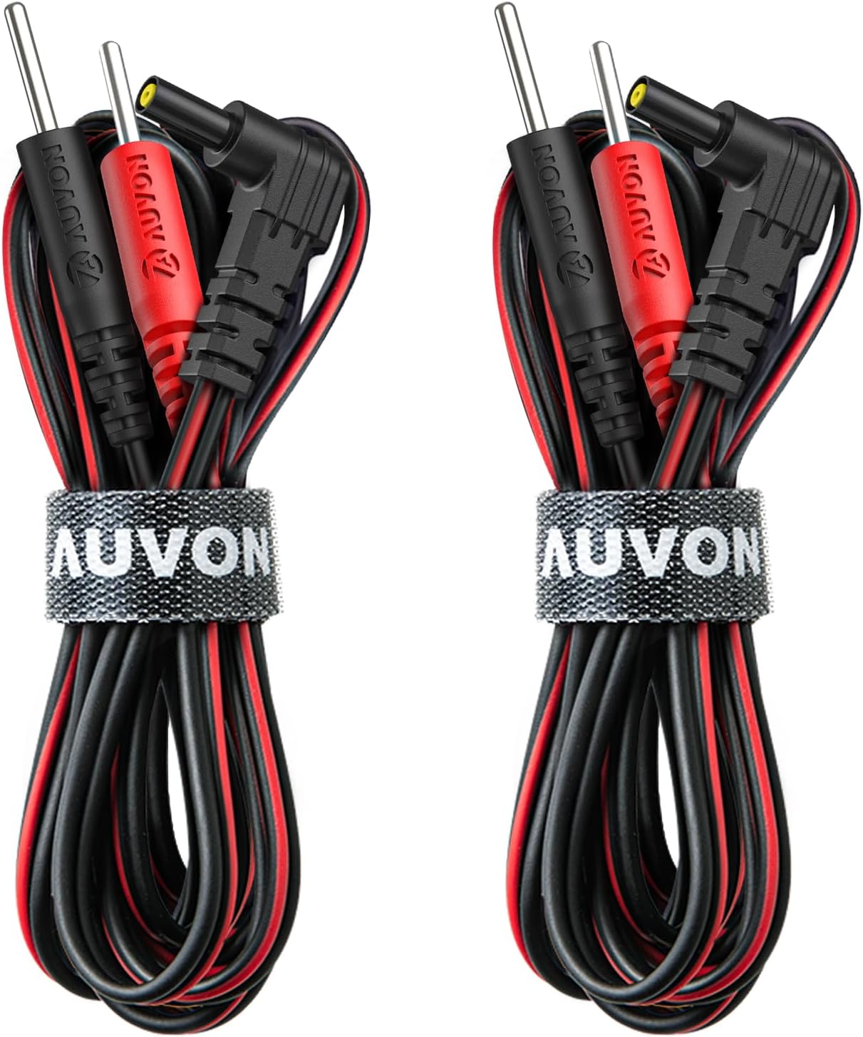 AUVON 2 x TENS Unit Electrode Lead Wires, Premium Lead Wires with Soft TPE Material for 40,000+ Bends, Universal and Compatible with Most TENS Unit Muscle Stimulator 2mm Pin TENS Pads