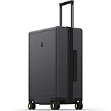 LEVEL8 Checked Luggage 24 inch, Large Suitcase with Wheels, Lightweight Luminous Textured Tsa Approved Medium Hardside Luggage with 8 Spinner Wheels, 24-Inch Checked-In,Dark Grey