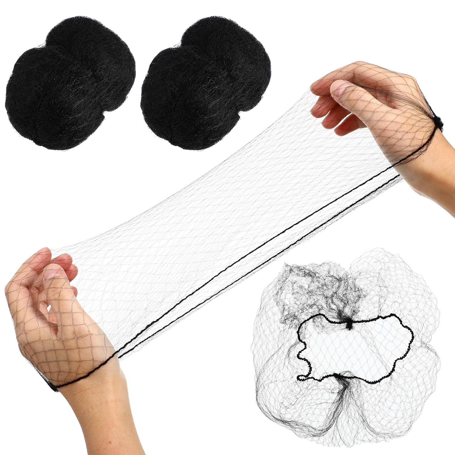 NOLITOY 100pcs Invisible Elastic Mesh Hair Nets Black Secure Hair in Place for Food Service Hospitals Restaurants Comfortable Use, 19.68 Inch