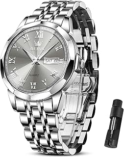 OLEVS Watch Men Luxury Watches for Men （Silver/Gold/Blue/Black）(Diamond/Roman Numeral/Arabic Numeral) Dial Watches Stainless Steel Watch Date Waterproof Dress Casual Reloj