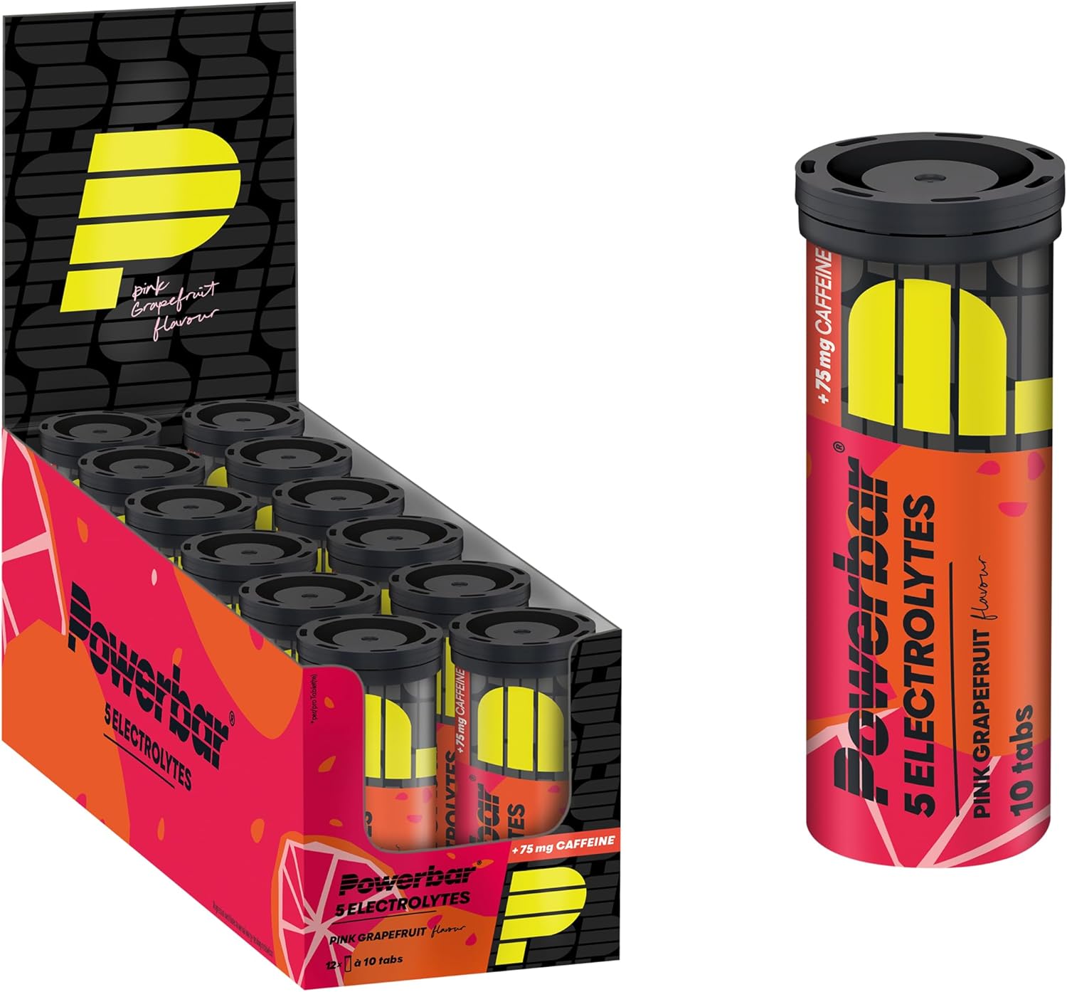 POWERBAR 5 Electrolytes Pink Grapefruit 12x10Tabs - Effervescent tabs providing the electrolytes + 75 mg caffeine