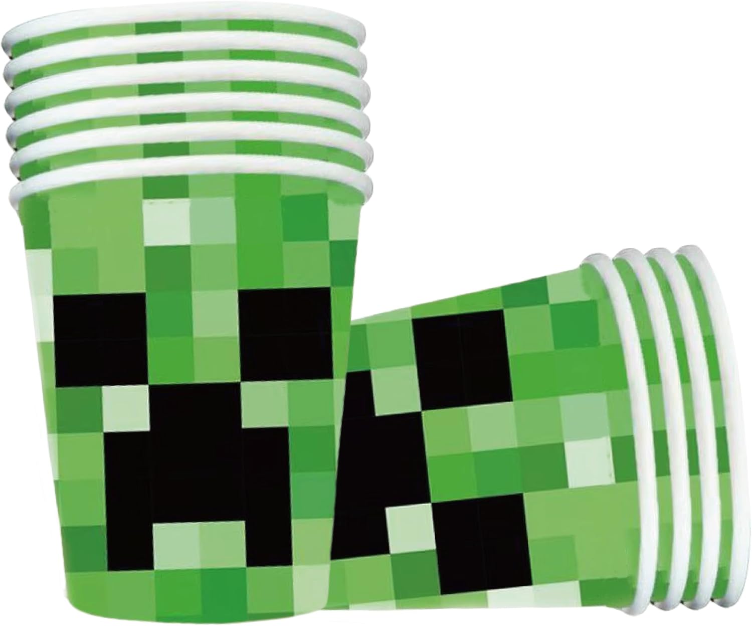 ZhiheHui 10Pcs paper cup Miner Party Supplies, Video Game Birthday Decorations,Kids Birthday Tableware,Game Theme Style Decoration, Party Supplies