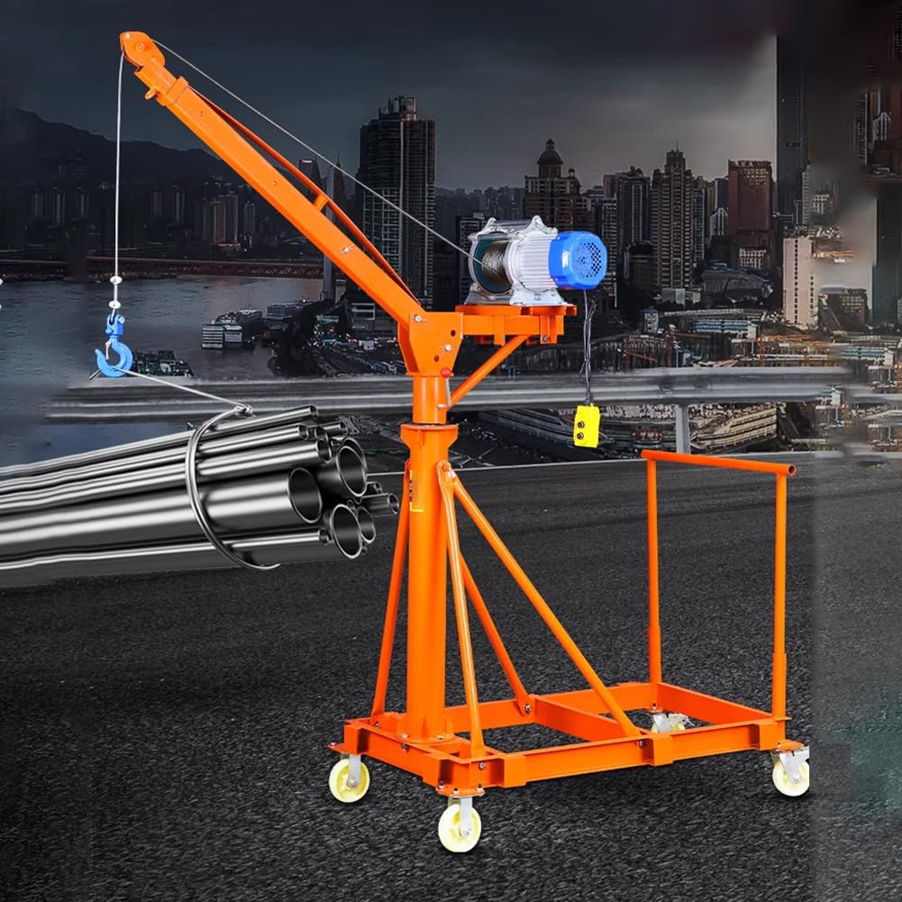TT-YEC 500Kg Load Capacity Electric Hoist Crane, ZTE Engine Lifting Lift with 4 Casters, Adjustable Boom, 360° Swivel, Removable Lift, Workshop Lifting Tool,500kg with 20m rope