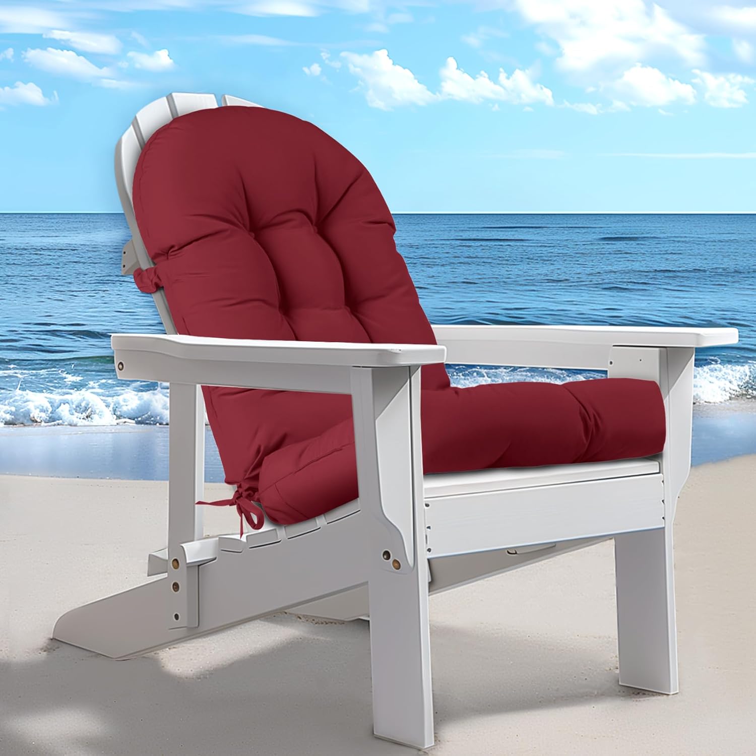 Lokex Adirondack Chair Cushion, Suitable for Indoor and Outdoor use Rocking Chair Cushion, Comes with Lace-up Straps and Anti-Slip Bottom, 44x19x4 Inches Waterproof High Back Rocking Chair Cushion