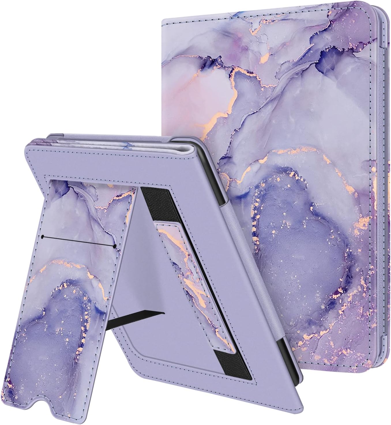 Fintie Stand Case for 6" All-New Kindle (11th Generation-2024/2022 Release) - PU Leather Cover with Auto Sleep/Wake Card Slot & Hand Strap for Kindle 2024/2022 11th Generation e-Reader, Lilac Marble