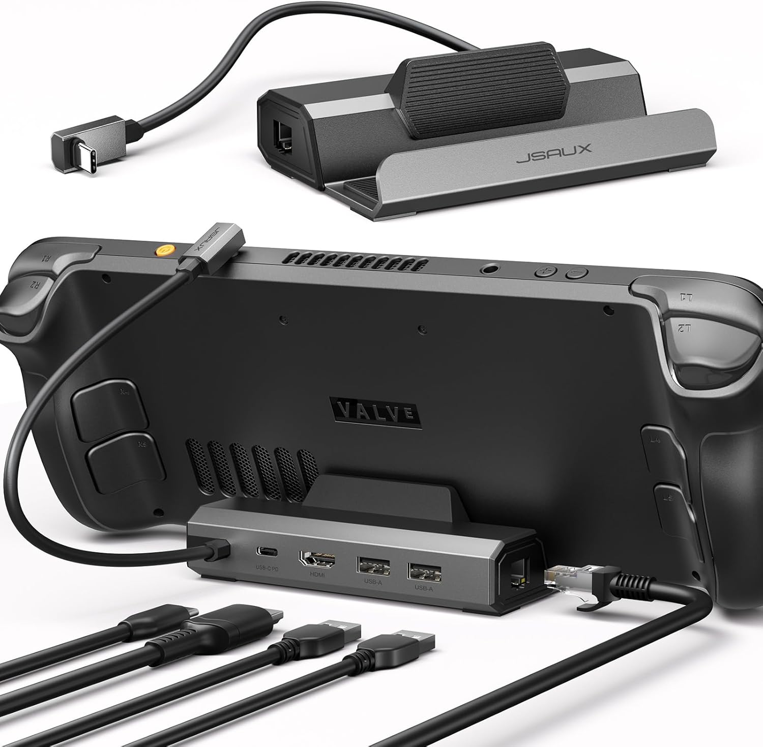 JSAUX Upgraded Docking Station 4K@120Hz for Steam Deck OLED/ROG Ally X/Legion Go/MSI Claw, 5-in-1 Steam Deck Dock with HDMI 2.1, 100Mbps Ethernet, USB 2.0 and 100W Charge for Steam Deck LCD-HB0602