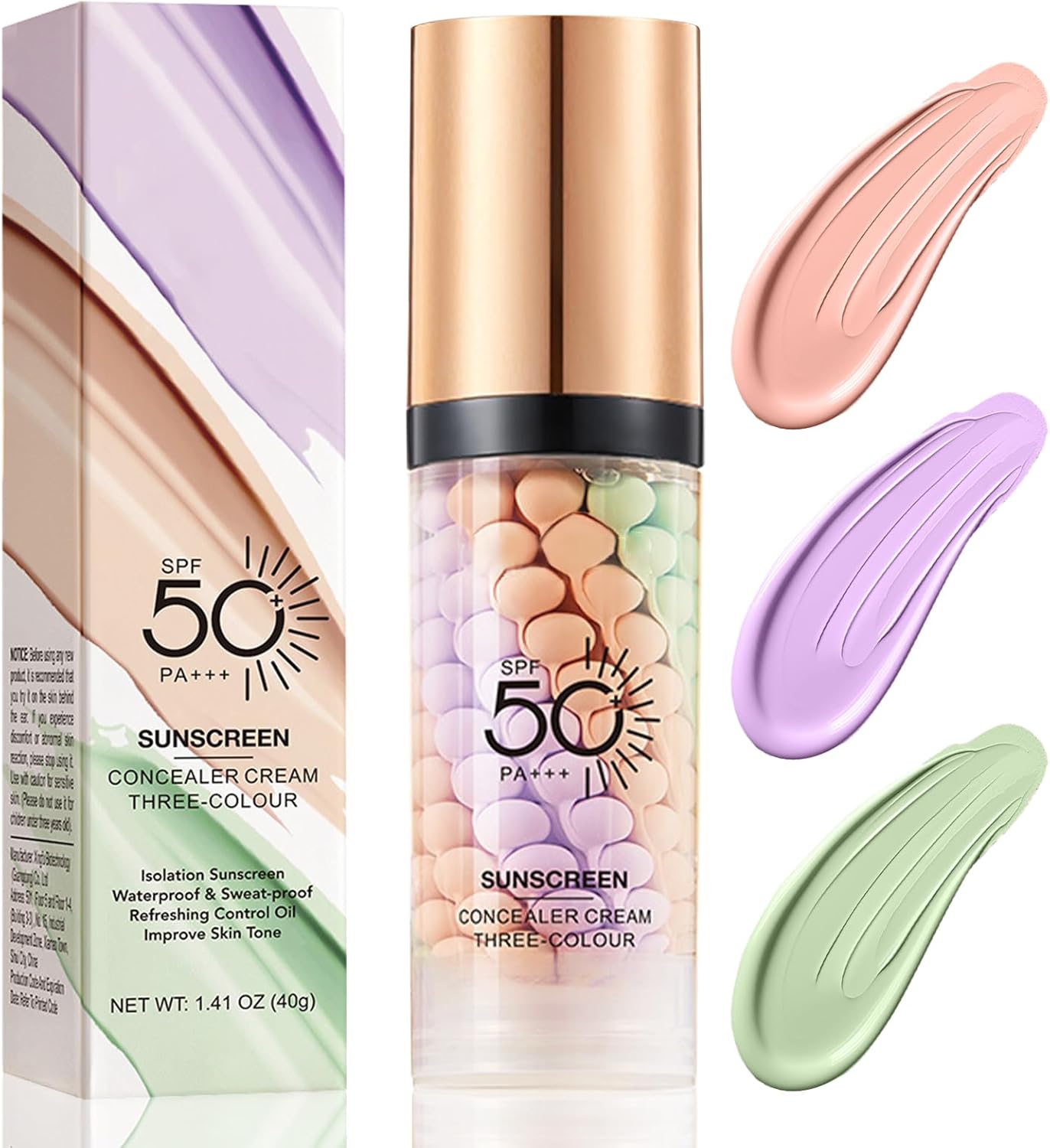 Primer Makeup with SPF 50, One Step Color Corrector Face Primer, Pore Minimizer Primer, Oil Control Moisturizing Makeup Primer, Skin Perfecting Primer Isolation Cream, Waterproof & Long Lasting