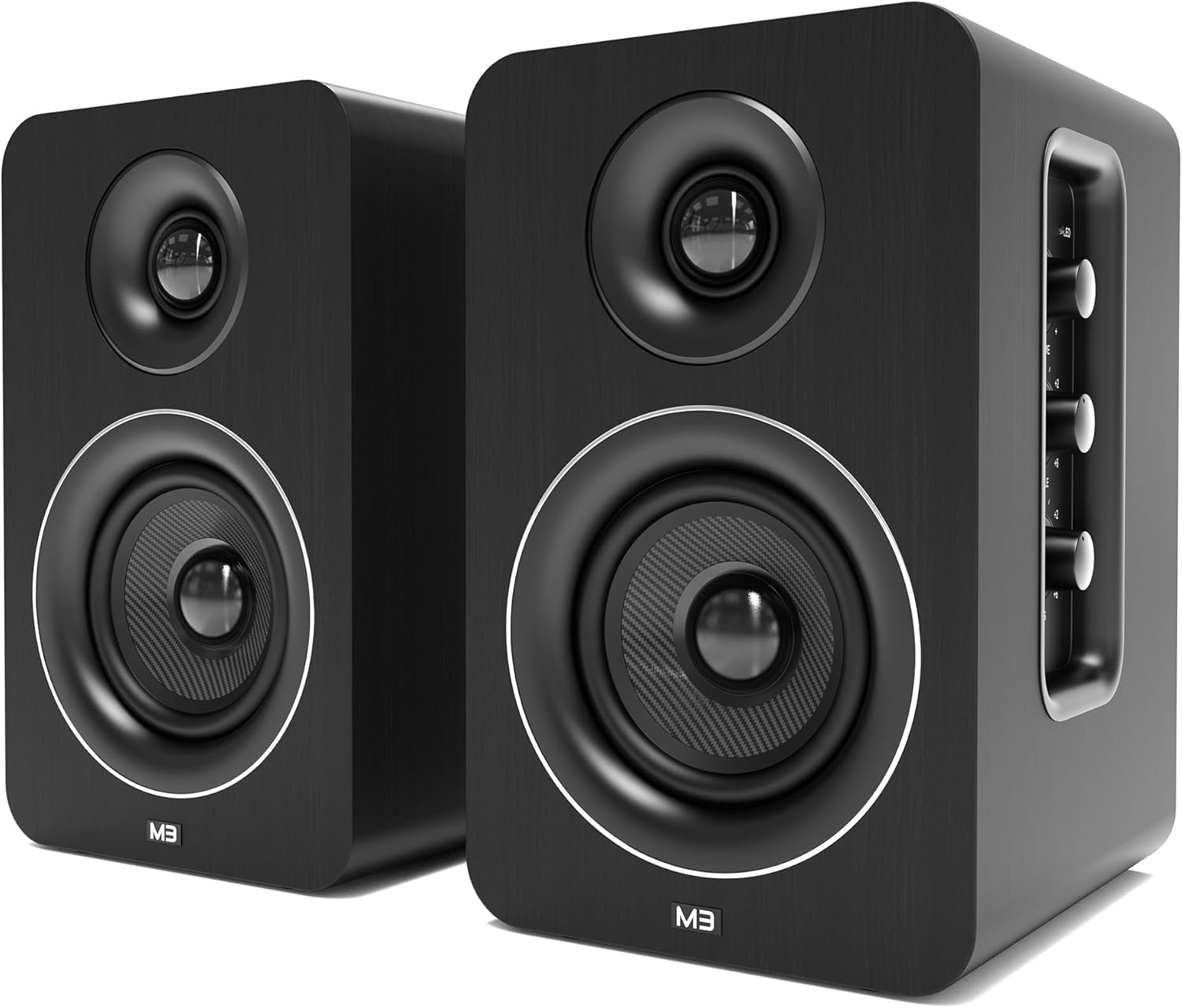 AZATOM Bookshelf Speakers 60W | Bluetooth | 3” Carbon Fibre Drivers & Silk Tweeters | 24bit DAC Built-in | Perfect for Computer Gaming, Vinyl Turntable, HiFi, Home Theatre Equinox M3 (Black)