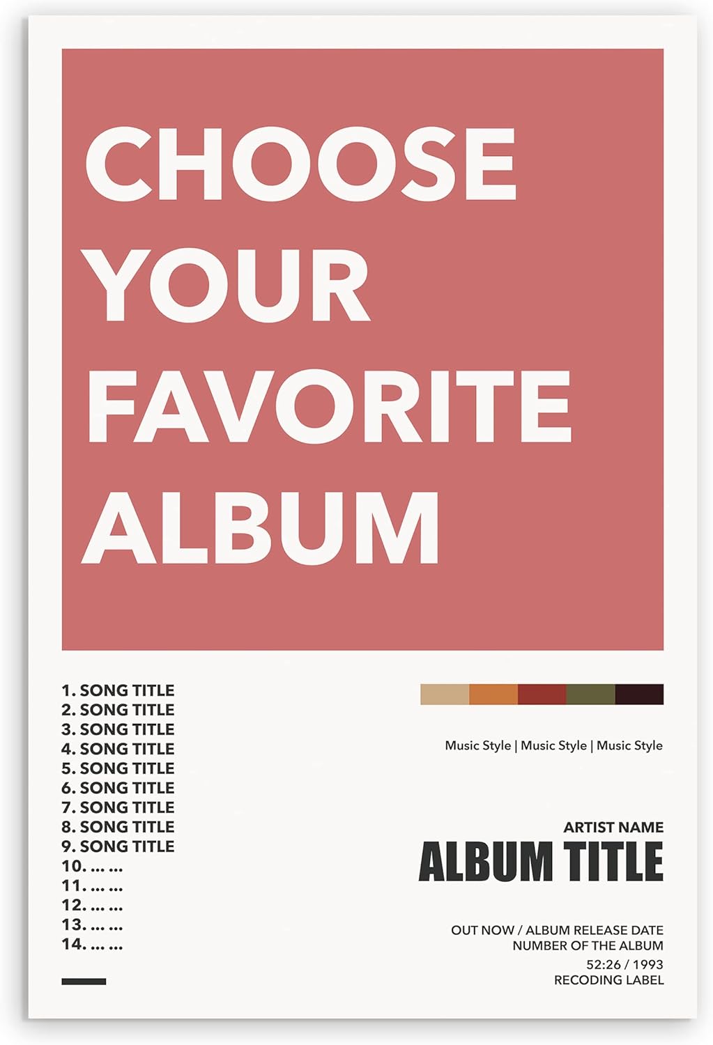 Aozomo Custom Album Cover Poster - Personalized Wall Art Print for Home Decor, Unique Gift Idea for Family & Friends, Customizable Music Album Artwork