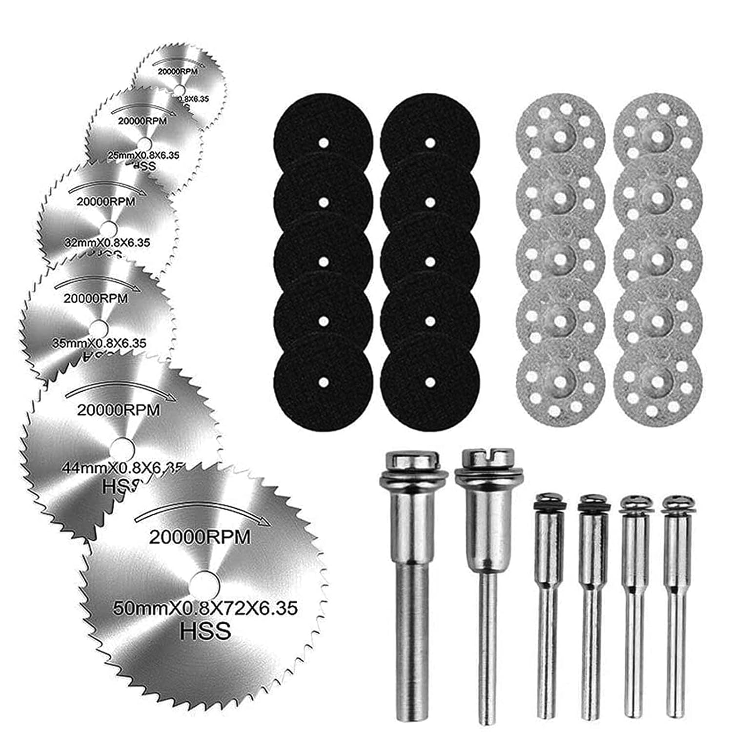 shengbenhao Cutting Discs for Dremel, Cutting Wheels Set for Rotary Tool Accessories with1/8" Shank, HSS Circular Saw Blades, Diamond Resin Cutting Wheels For Wood Metal Plastic Glass Stone DIY Craft