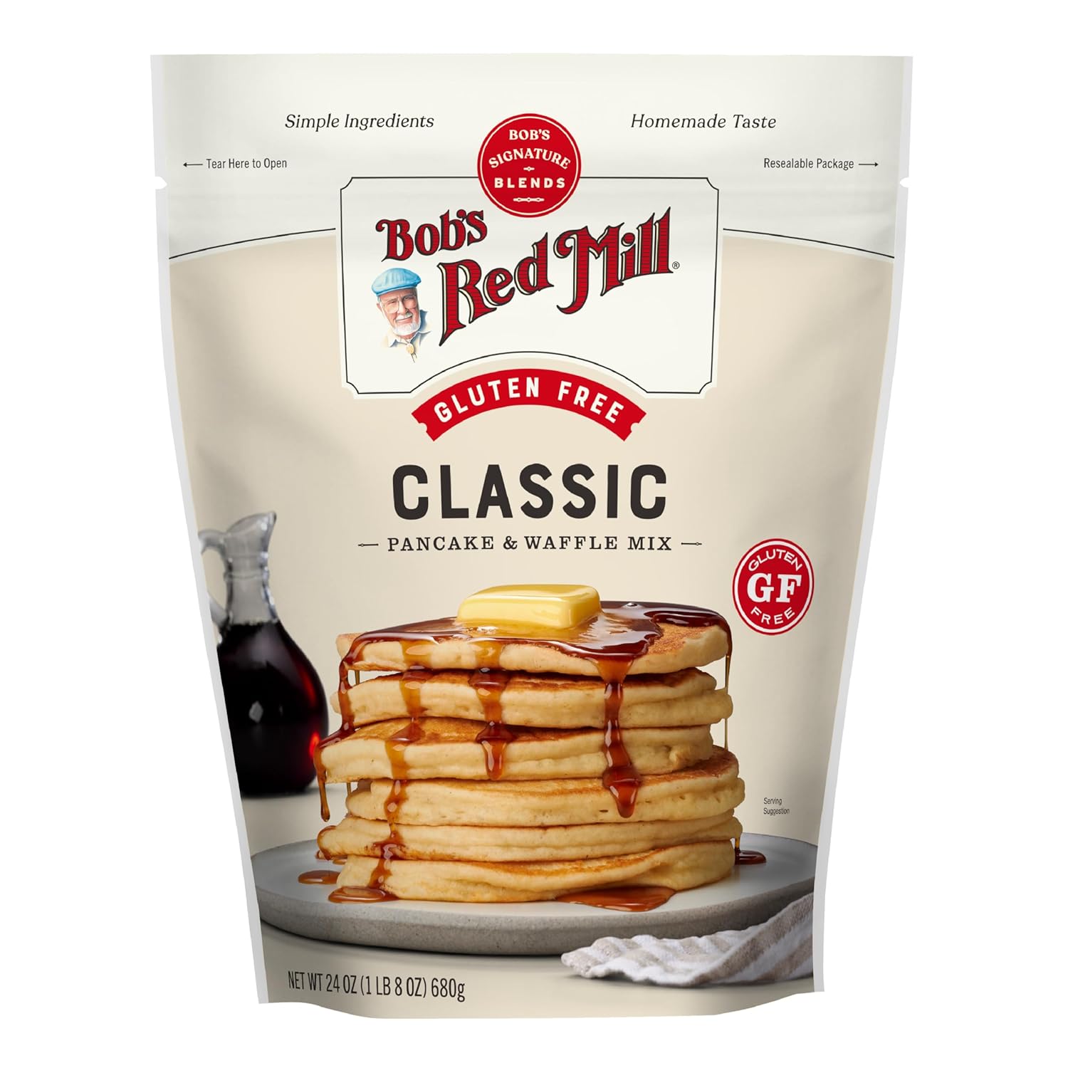 Bob’s Red Mill Gluten Free Pancake & Waffle Mix, 1.5 Pound (Pack of 1) – Whole Grain, Makes 34 Pancakes per Bag, Packaging May Vary