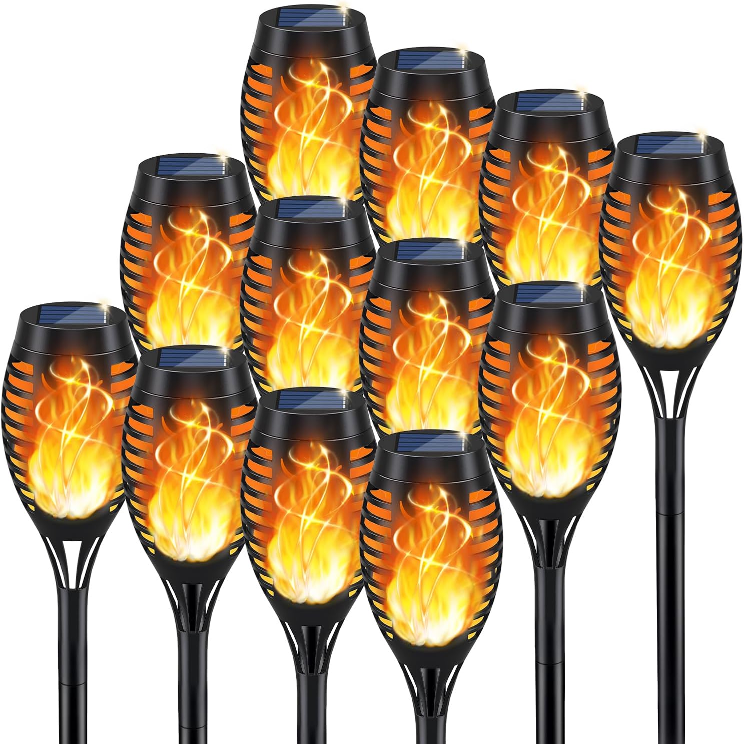 KYEKIO Solar Torch Light with Flickering Flame, 12Pack Solar Lights Outdoor, Waterproof Outdoor Lights for Yard Garden, Luces Solares para Exteriores, Torches Lighting for Outside Patio Decorations